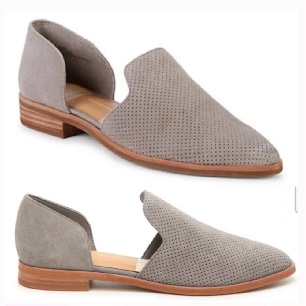 Dolce Vita Cody d’orsay comfy grey slip on shoe w/perforated suede leather